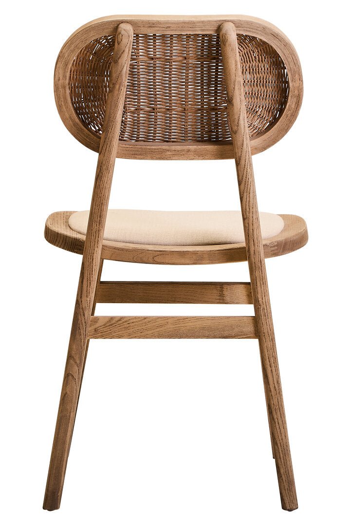 Pacific Beige Fabric and Grey Wash Elm Wood Dining Chair