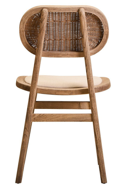 Pacific Beige Fabric and Grey Wash Elm Wood Dining Chair