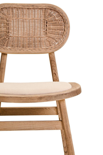 Pacific Beige Fabric and Grey Wash Elm Wood Dining Chair