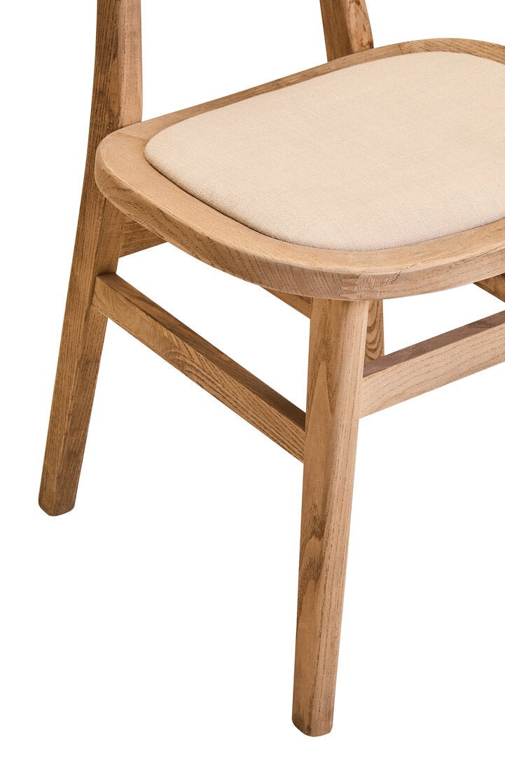 Pacific Beige Fabric and Grey Wash Elm Wood Dining Chair