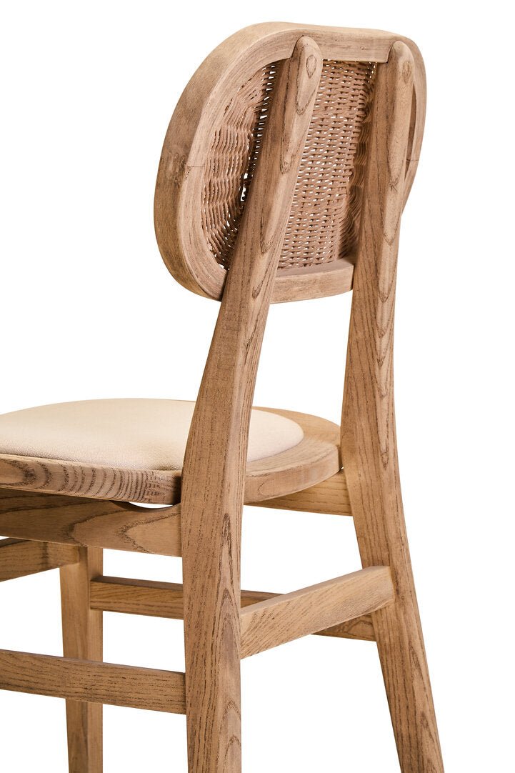 Pacific Beige Fabric and Grey Wash Elm Wood Dining Chair