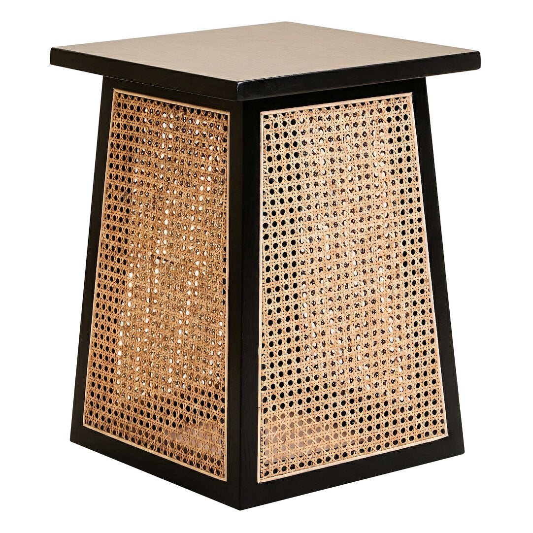 Pacific Natural Cane and Black Elm Wood Side Table