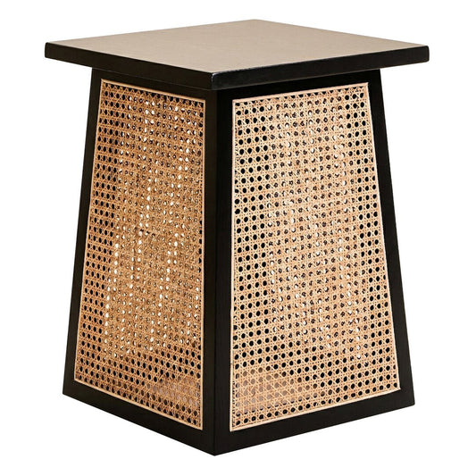 Pacific Natural Cane and Black Elm Wood Side Table