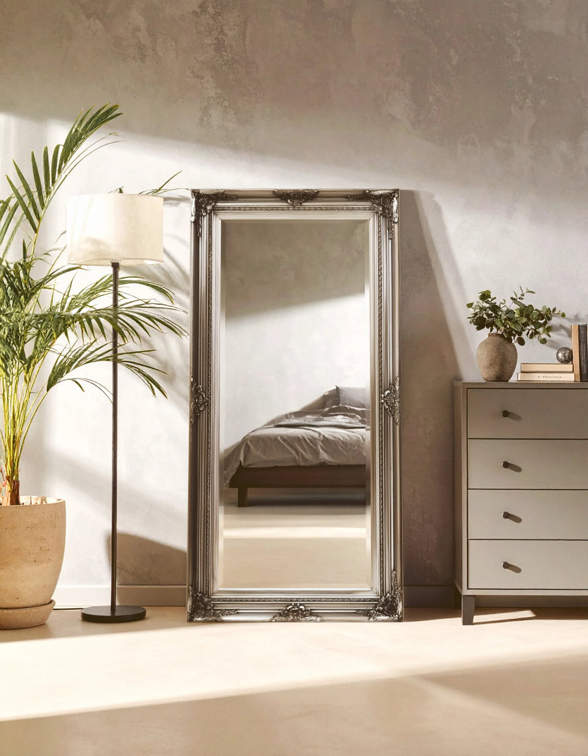 Silvane Silver Wooden Frame Full Length Wall Mirror