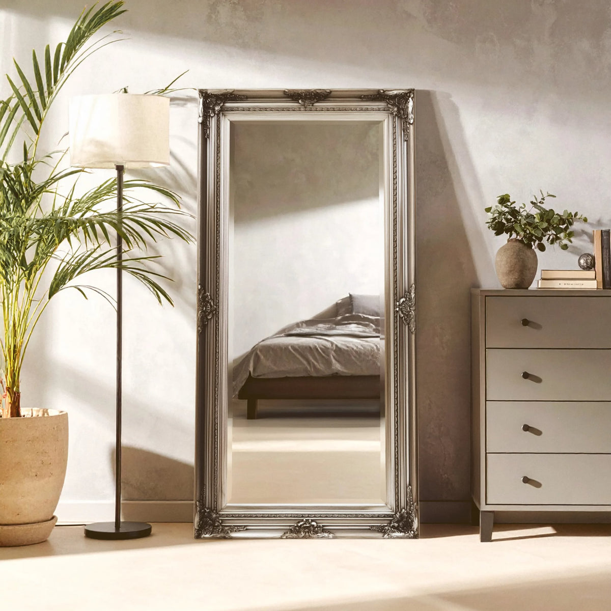 Silvane Silver Wooden Frame Full Length Wall Mirror
