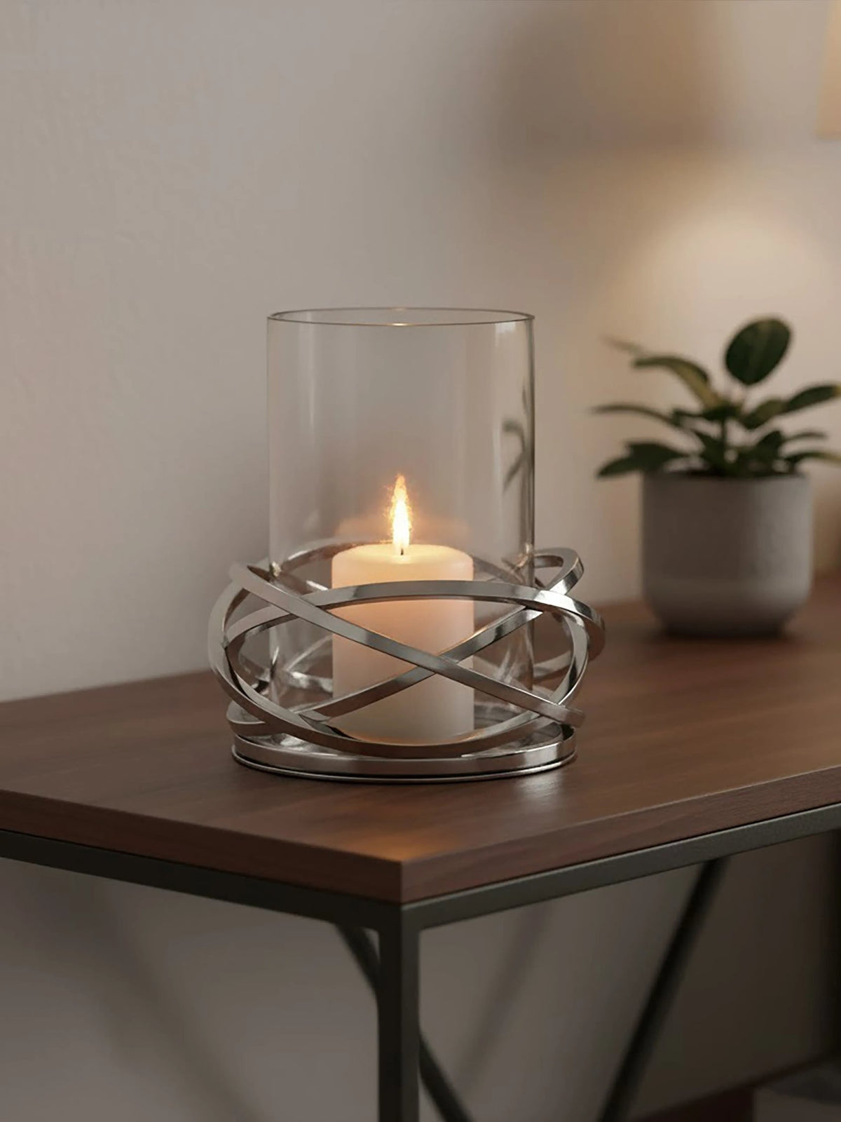 Helix Silver Finish Small Twist Candle Holder