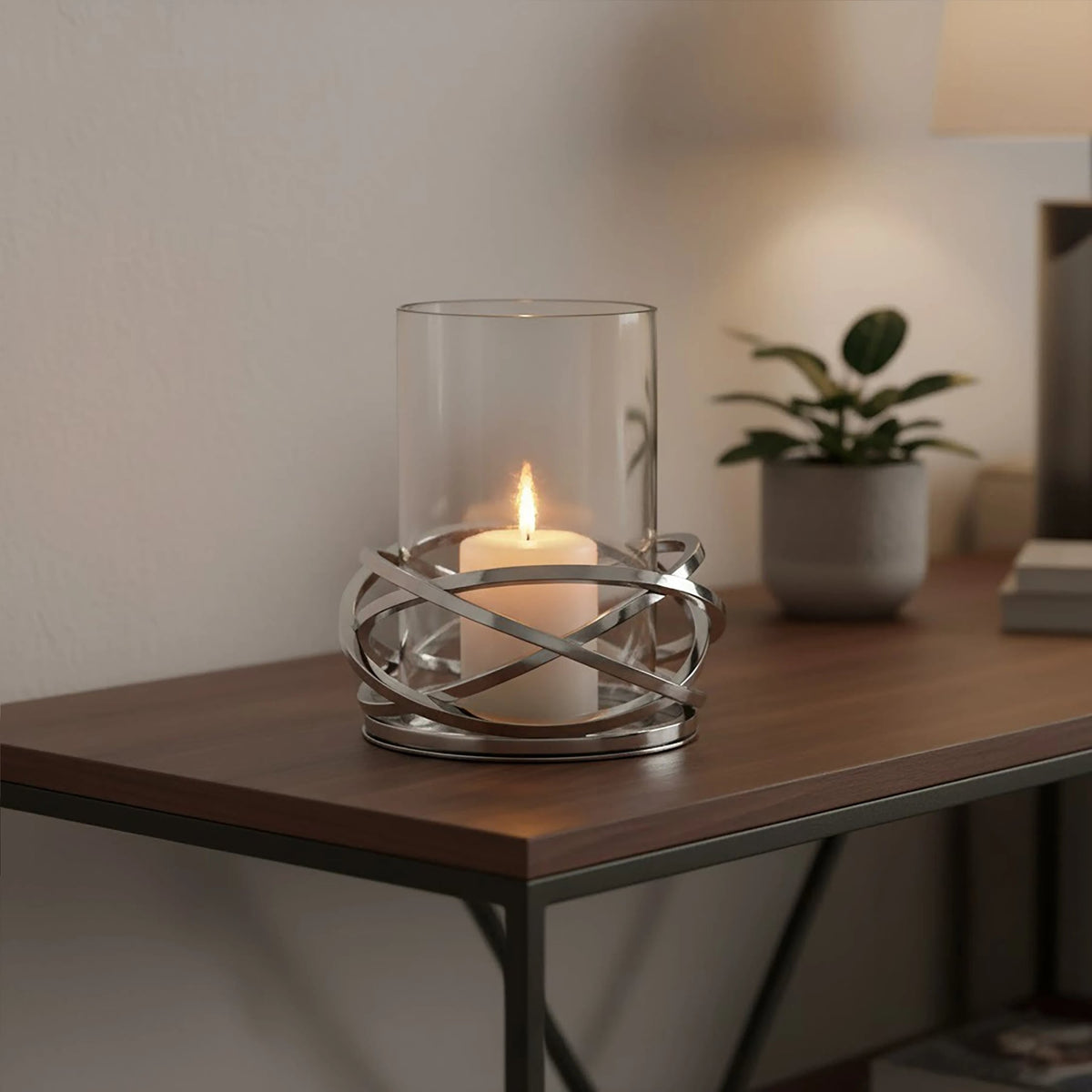 Helix Silver Finish Small Twist Candle Holder