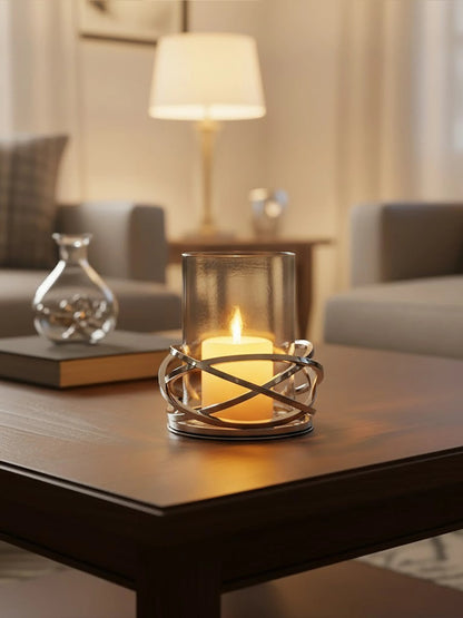 Helix Silver Finish Small Twist Candle Holder