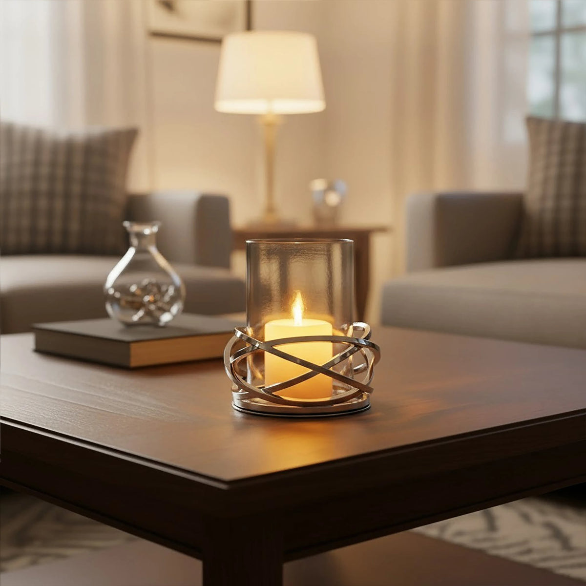 Helix Silver Finish Small Twist Candle Holder