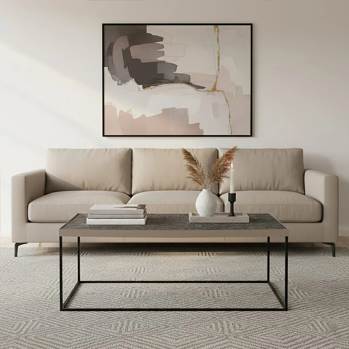 Aureon Silver Finish Textured Coffee Table