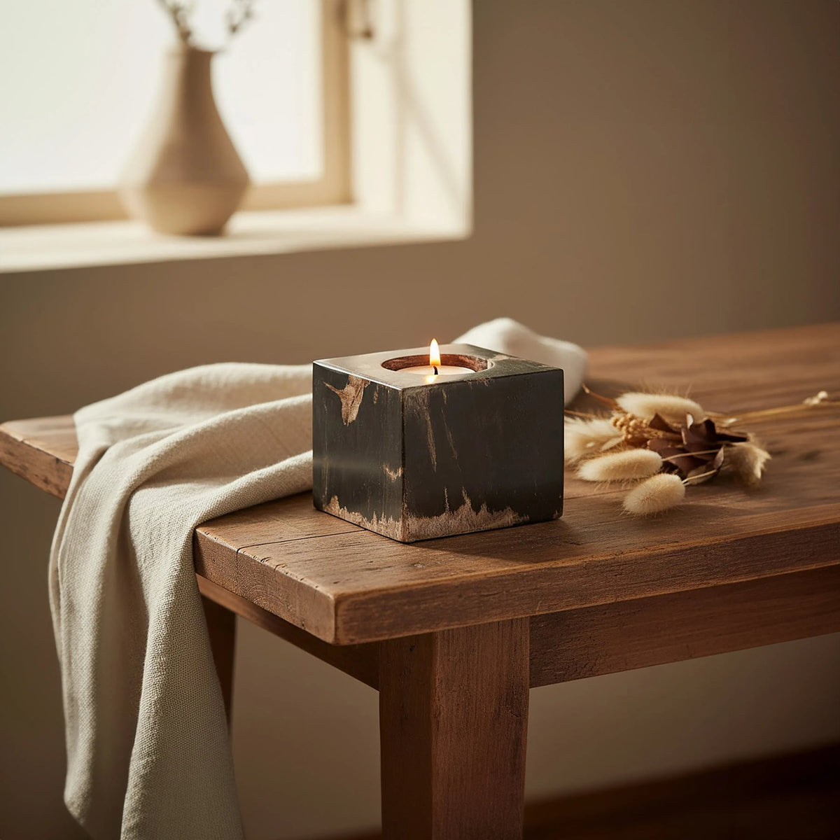 Artifact Dark Petrified Wood Tealight Holder