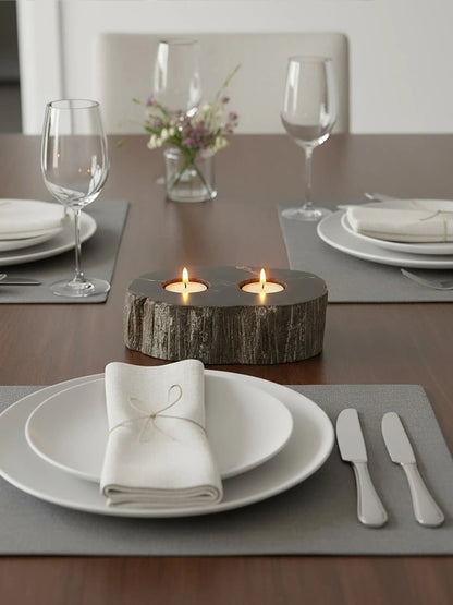 Artifact Petrified Wood 2 Tealight Holder