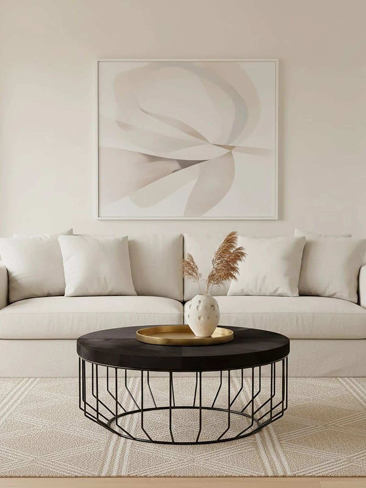 Chelsea Townhouse Black Hair On Leather Round Coffee Table