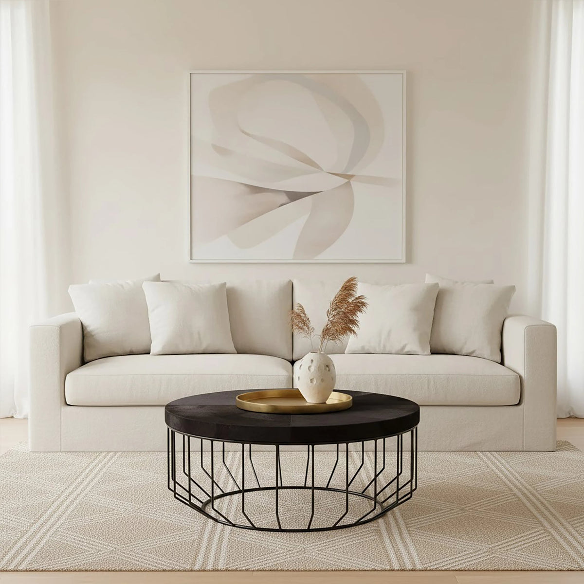 Chelsea Townhouse Black Hair On Leather Round Coffee Table