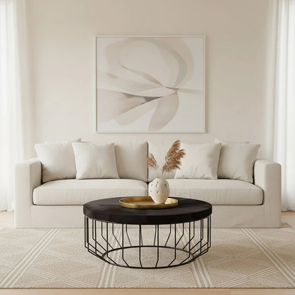 Chelsea Townhouse Black Hair On Leather Round Coffee Table