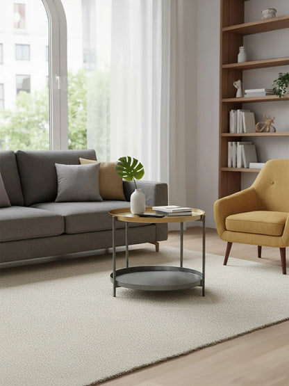 Serpenta Grey and Gold Finish 2 Tier Coffee Table