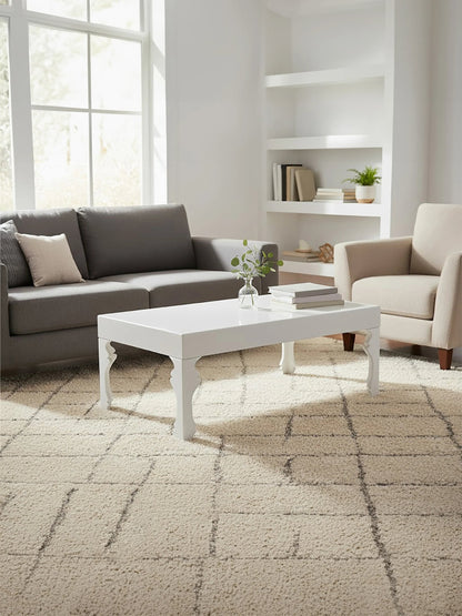 Lacquerre White High Gloss Finish Coffee Table