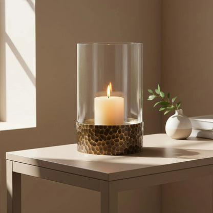 Aureon Large Antique Gold Candle Holder
