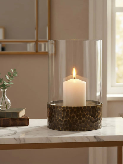 Aureon Large Antique Gold Candle Holder