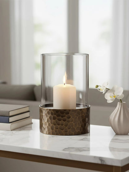 Aureon Small Antique Gold Candle Holder