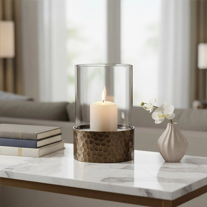 Aureon Small Antique Gold Candle Holder