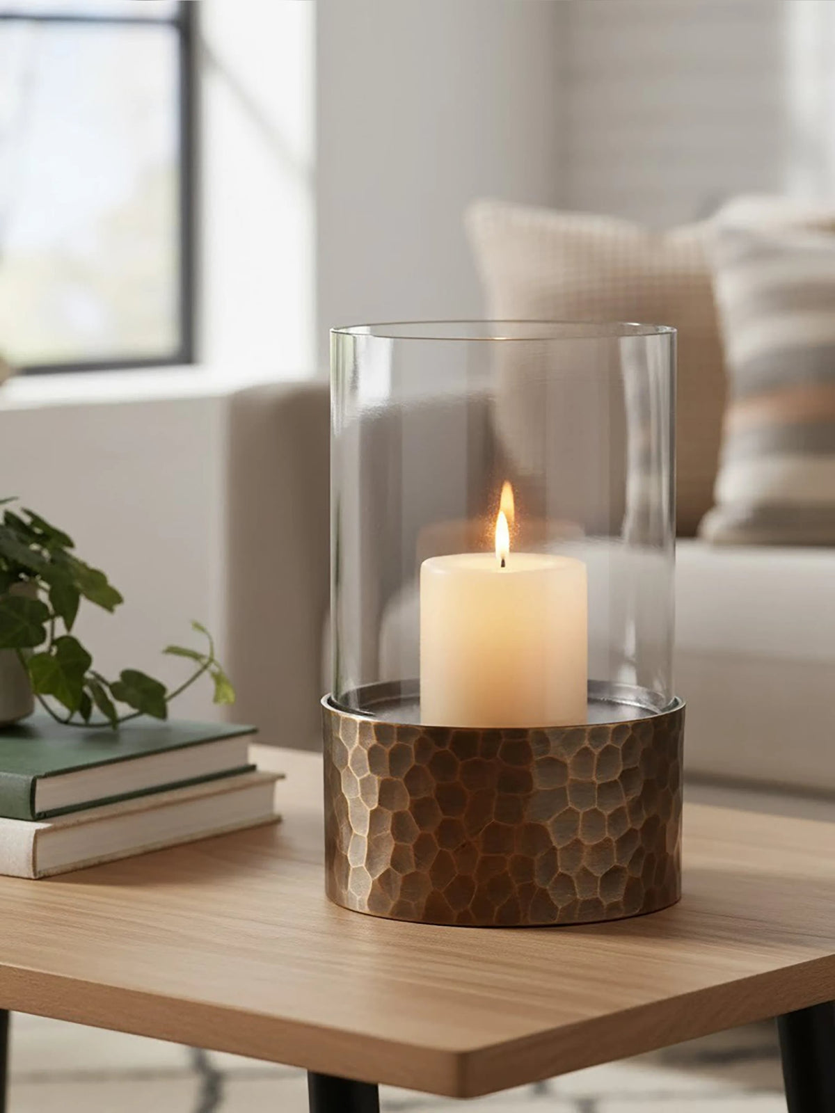 Aureon Small Antique Gold Candle Holder