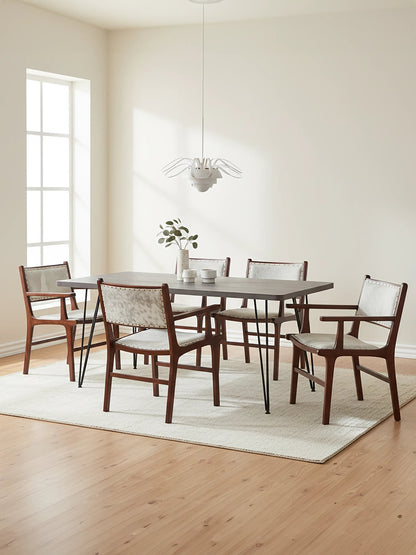Sumatra Natural Hair on Leather and Teak Wood Dining Chair