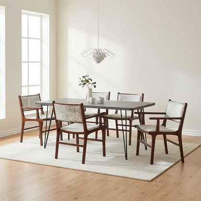 Sumatra Natural Hair on Leather and Teak Wood Dining Chair