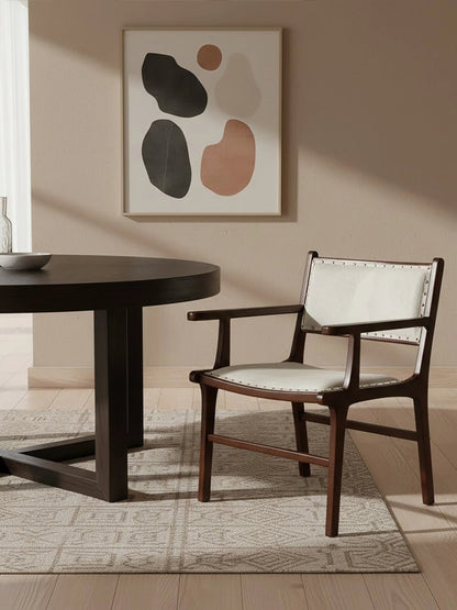Sumatra Natural Hair on Leather and Teak Wood Dining Chair