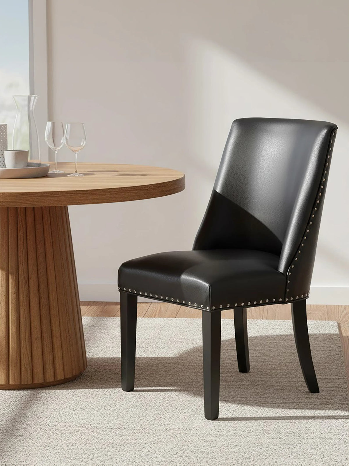 Rancher Black Leather Effect Dining Chair