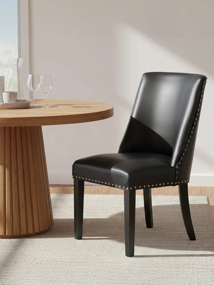 Rancher Black Leather Effect Dining Chair