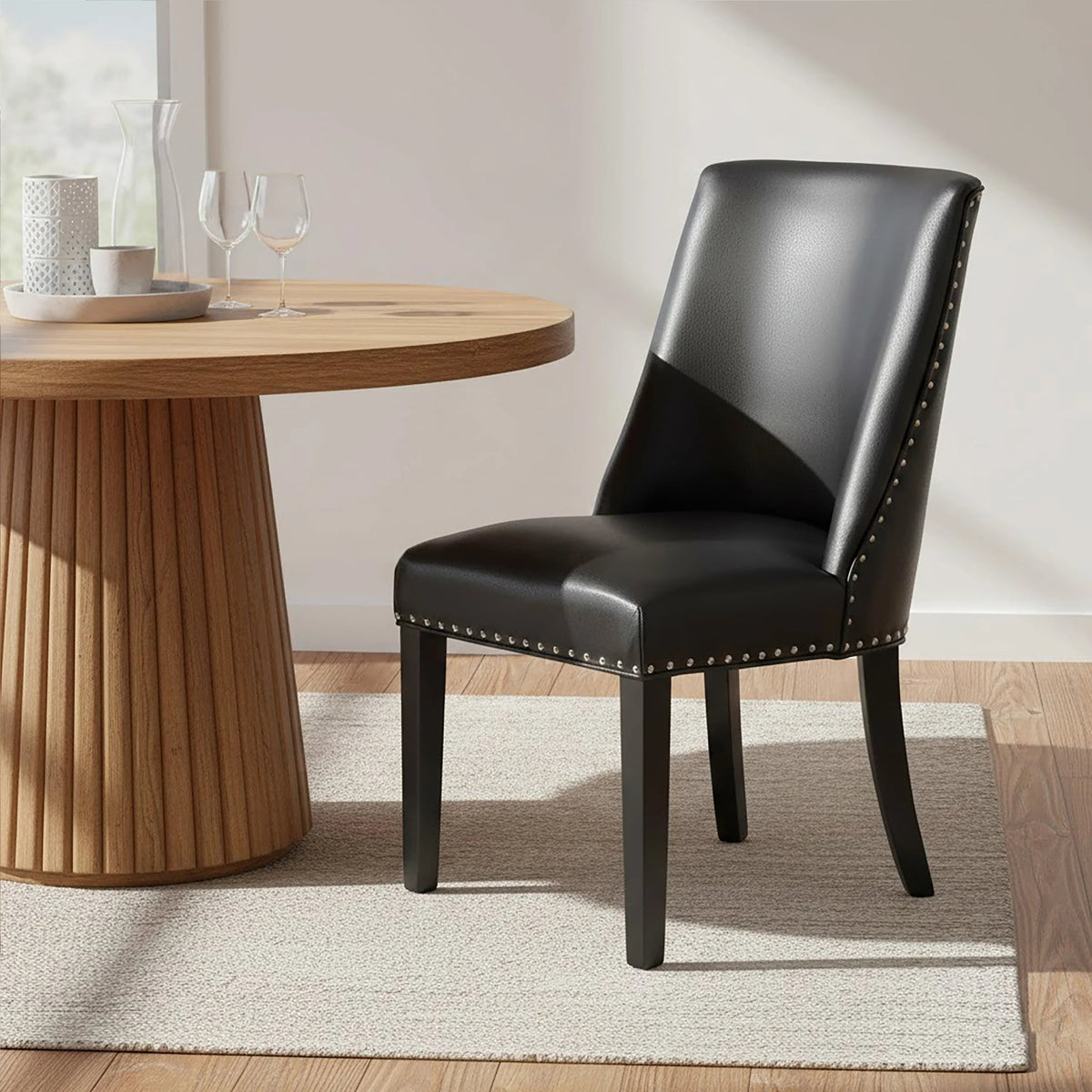 Rancher Black Leather Effect Dining Chair