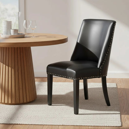 Rancher Black Leather Effect Dining Chair