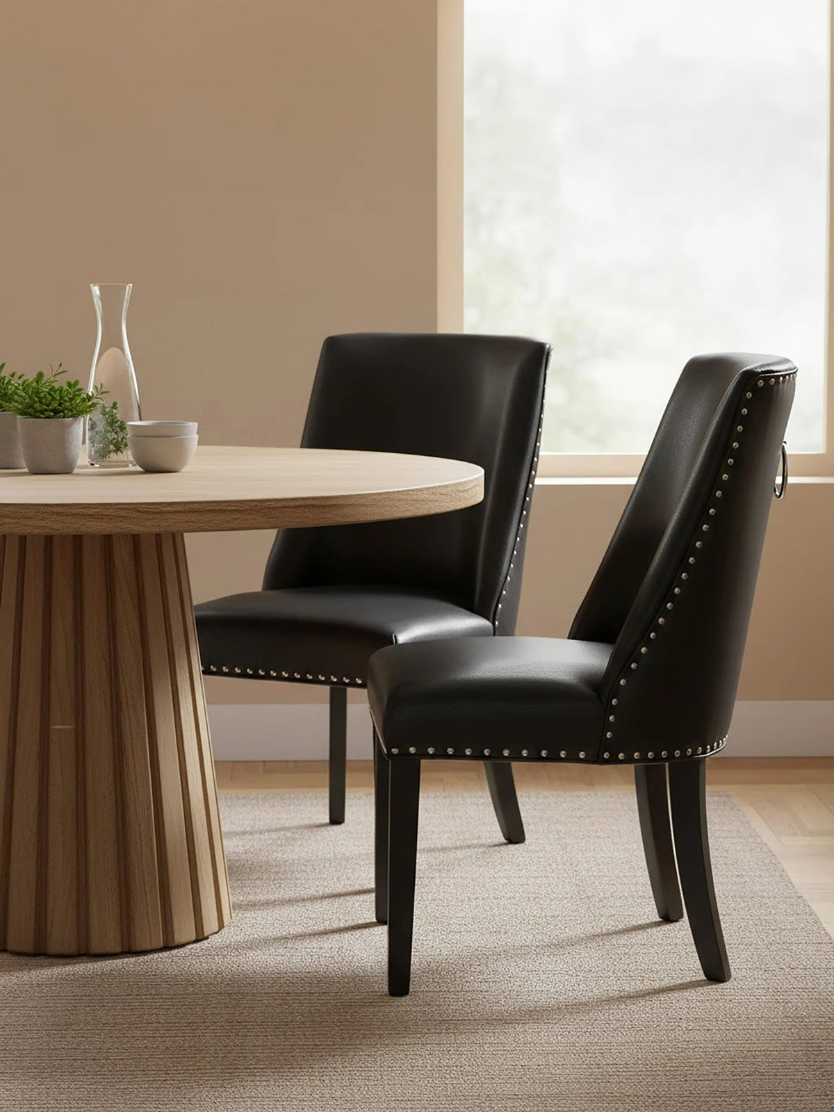 Rancher Black Leather Effect Dining Chair