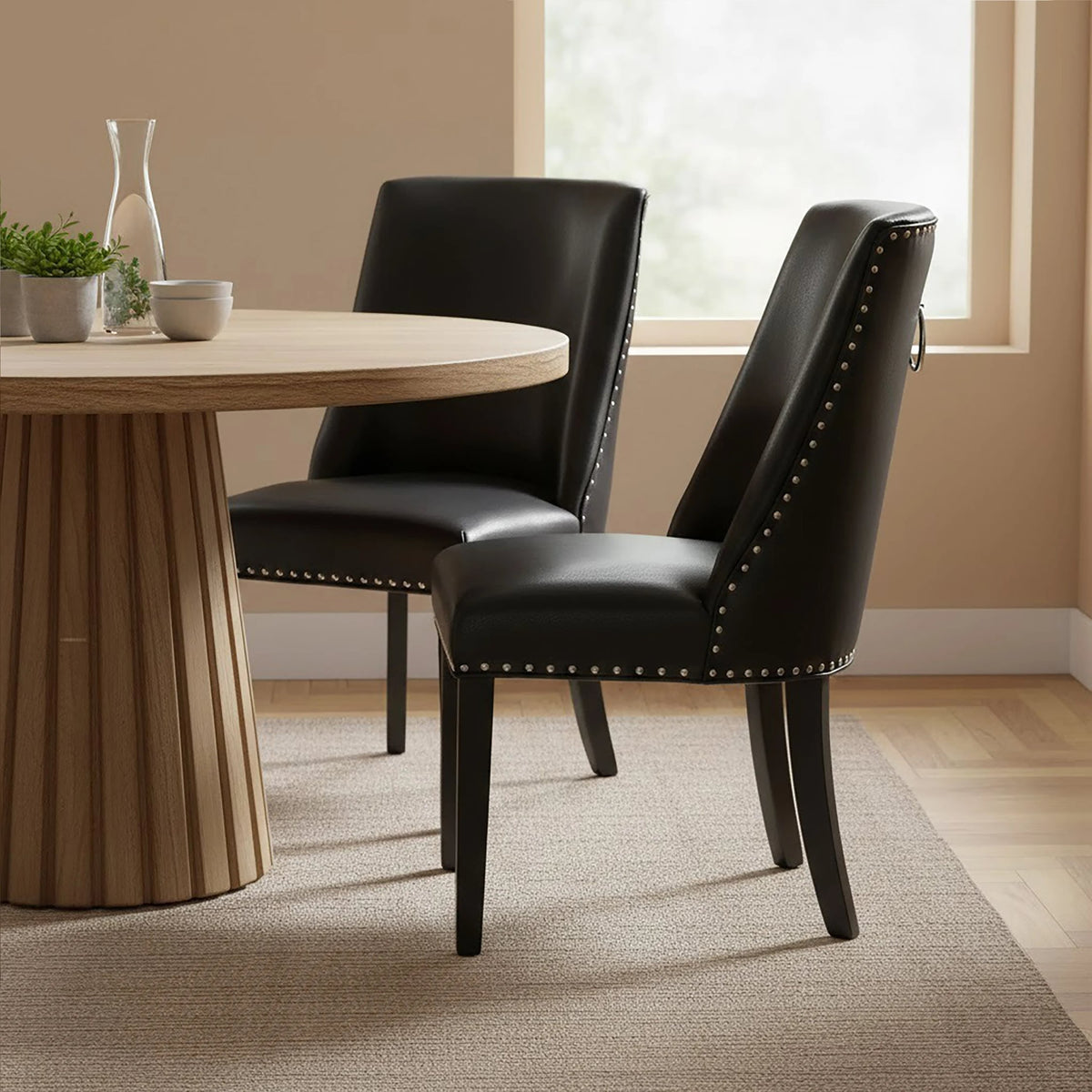 Rancher Black Leather Effect Dining Chair