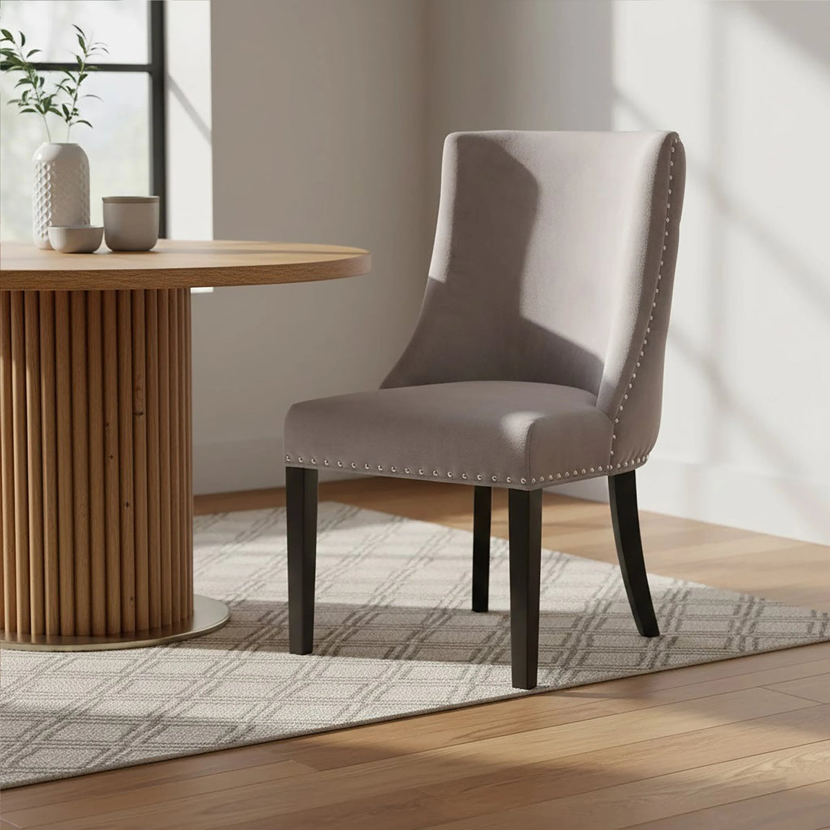 Mayfair Grey Velvet With Tufted Back Dining Chair