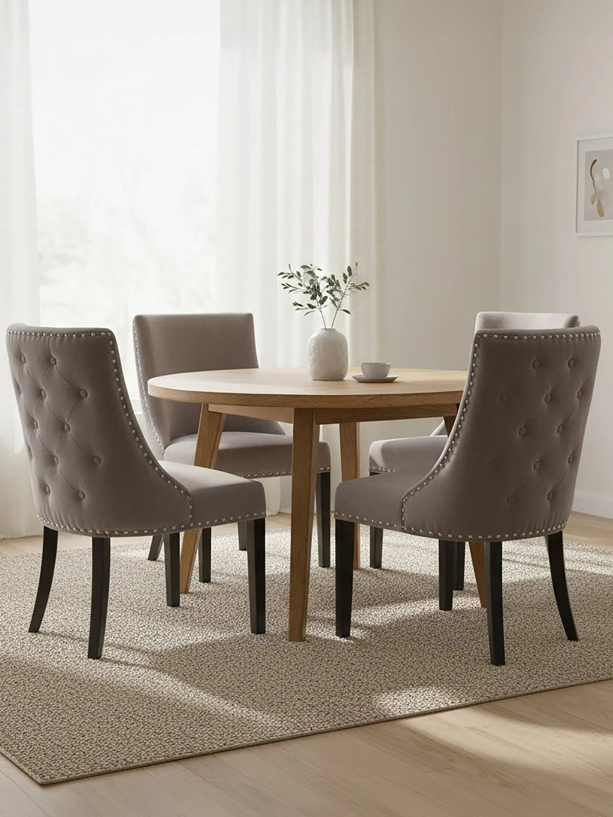 Mayfair Grey Velvet With Tufted Back Dining Chair