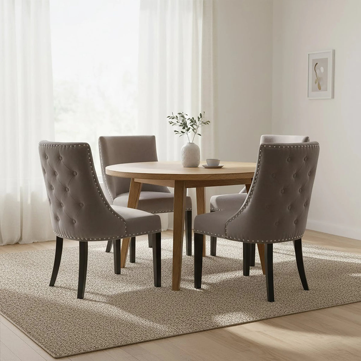 Mayfair Grey Velvet With Tufted Back Dining Chair
