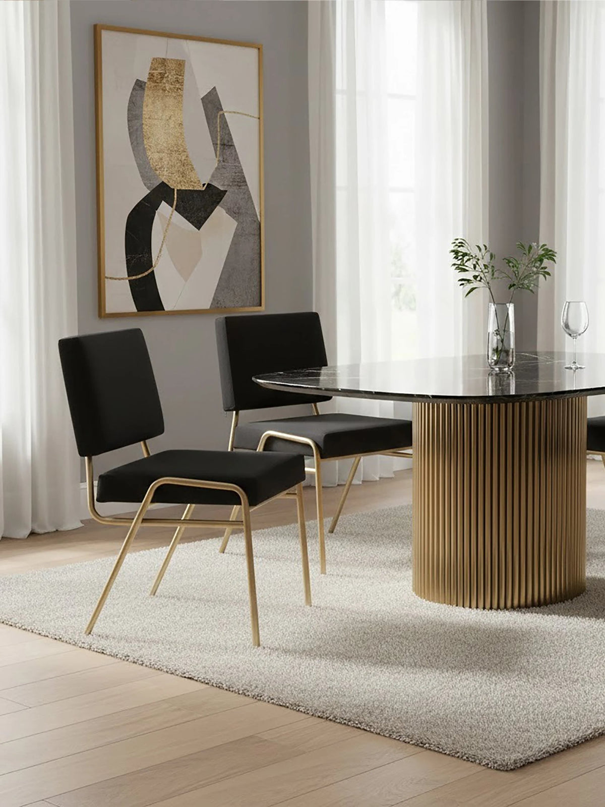 Lenora Black Linen Chair