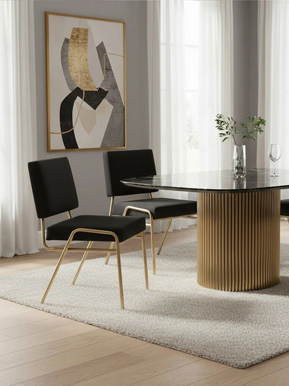 Lenora Black Linen Chair
