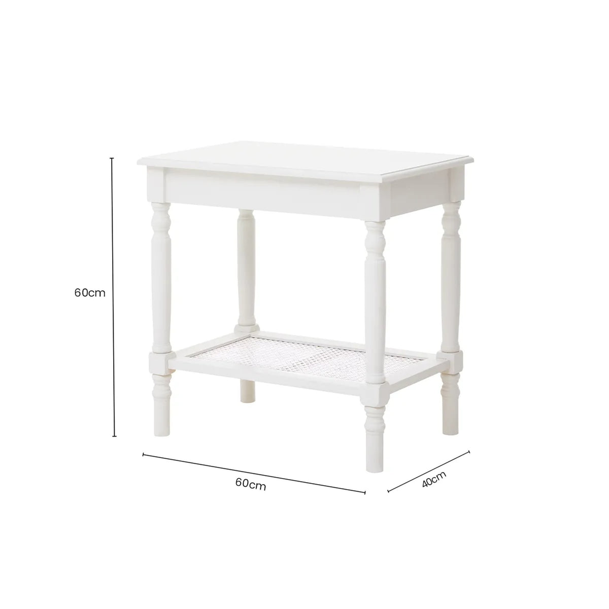 Heirloom White Wooden Side Table with Lower Shelf