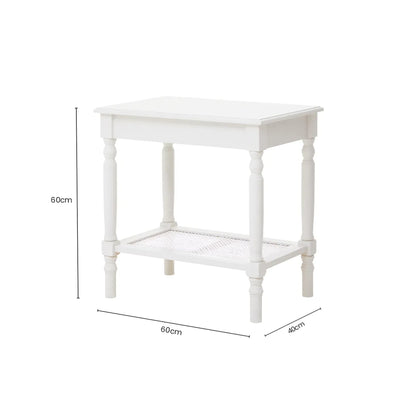 Heirloom White Wooden Side Table with Lower Shelf