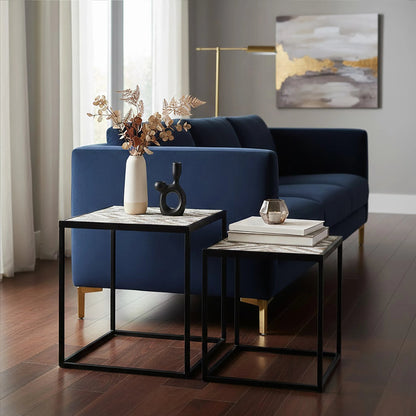 Gili Rustic Chevron Set Of 2 Side Tables