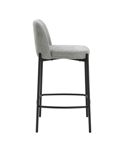 Maddox Set of 2 Light Grey Textured Fabric Bar Chairs with Black Legs