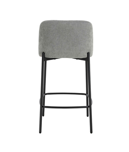Maddox Set of 2 Light Grey Textured Fabric Bar Chairs with Black Legs