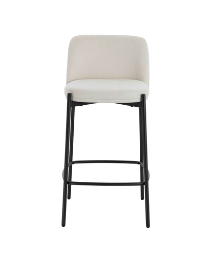 Maddox Set of Two Beige Textured Fabric Bar Chairs with Black Legs