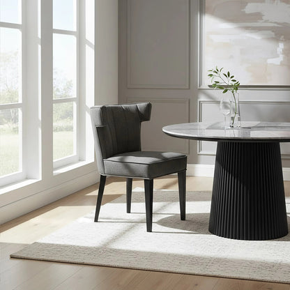 Lumina Grey Fabric Dining Chair with Black Legs