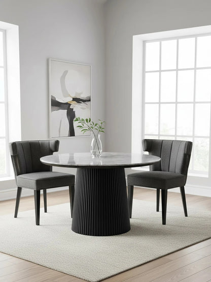 Lumina Grey Fabric Dining Chair with Black Legs