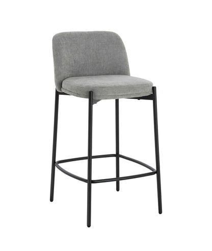 Maddox Set of 2 Light Grey Textured Fabric Bar Chairs with Black Legs