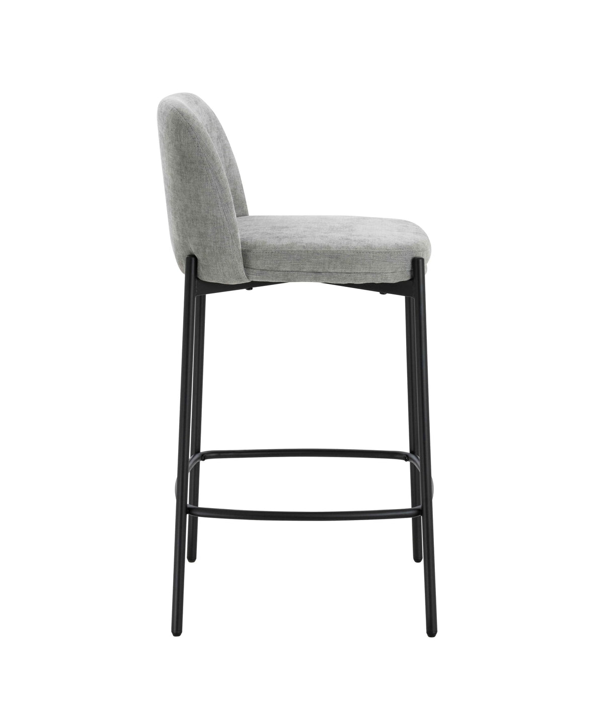 Maddox Set of 2 Light Grey Textured Fabric Bar Chairs with Black Legs